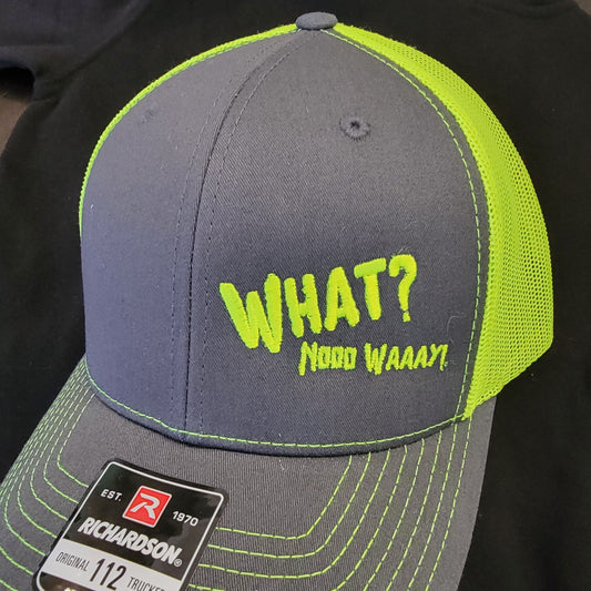 What Nooo Waaay Charcoal & Neon Green Snap Back Trucker Hat