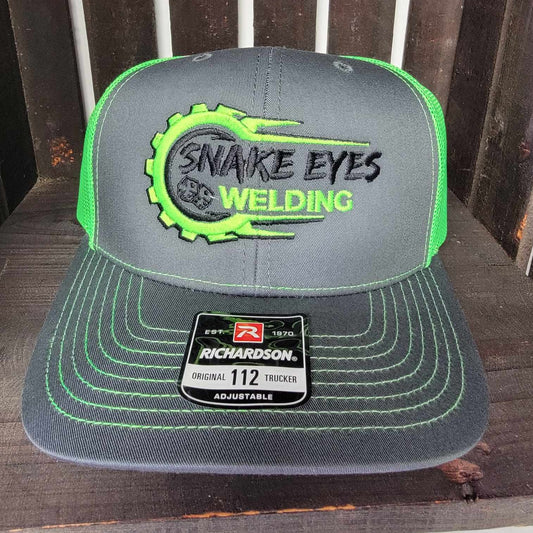 Snake Eyes Welding Charcoal & Neon Green Snap Back Hat