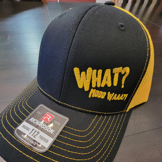 What Nooo Waaay Black & Gold Snap Back Trucker Hat